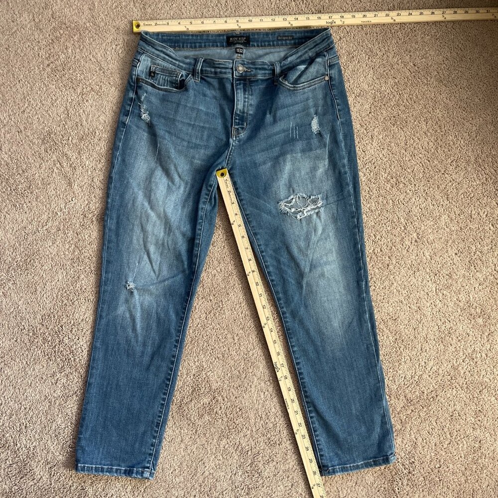 Judy Blue Jeans Womens Size 15/32 Medium Wash Distressed Boyfriend Fit Stretch - Picture 3 of 4